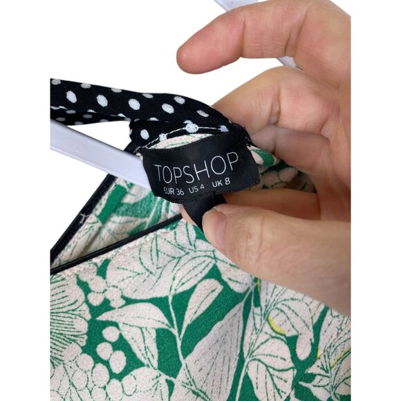 Topshop Womens Floral Patchwork Bell Sleeve Mini Dress 4 Multicolor - Picture 6 of 9